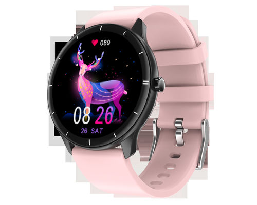 Q21 ساعة ذكية أنيقة للنساء شاشة مستديرة Smartwatch للفتيات مراقب معدل ضربات القلب متوافق مع Android و IOS